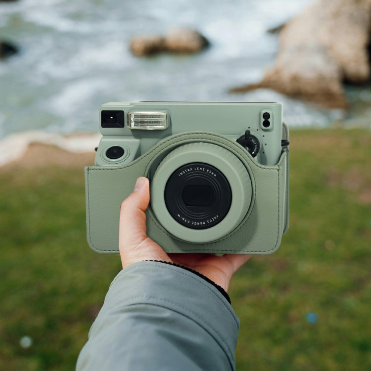 BowLift | For FUJIFILM Instax WIDE 400 Full Body Leather Bag with Shoulder Strap (Green)