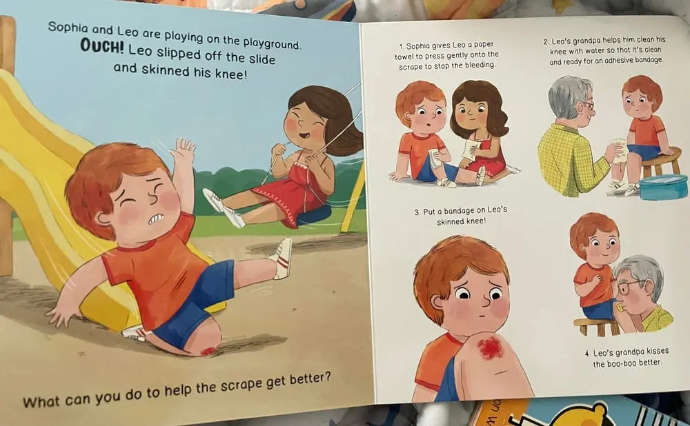 BowLift | The "Ouch Book" – Interactive Picture Book with 36 Reusable Band-Aid Stickers