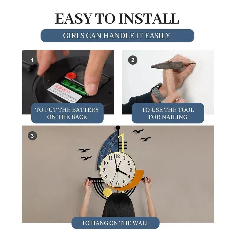 BowLift | Decorative Wall Clock Navigation Sailboat Creative Design Clock Indoor Clock Decoration Living Room Background Wall Decor