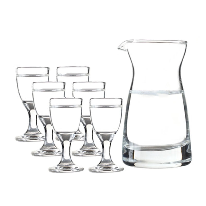 BowLift | Household White Spirits Cup Set Wine Dispenser Small Spirits Cup One Cup Chinese Restaurant Use 1 Pot 6 Cups Size