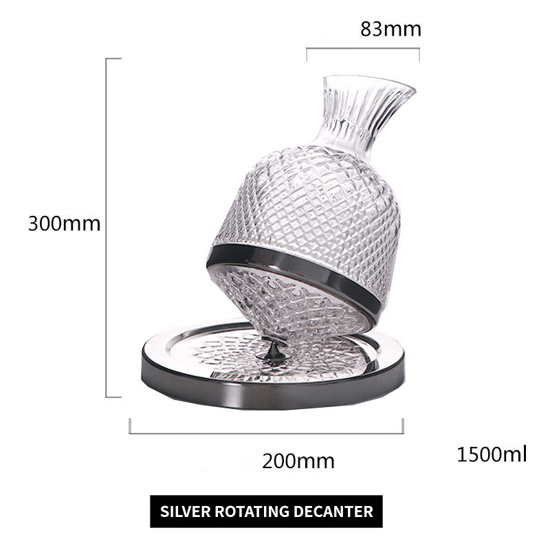 BowLift | Rotating Red Wine Decanter Wine Dispenser Crystal Glass Creative Gyro Household Wine Dispenser 1500Ml Silver