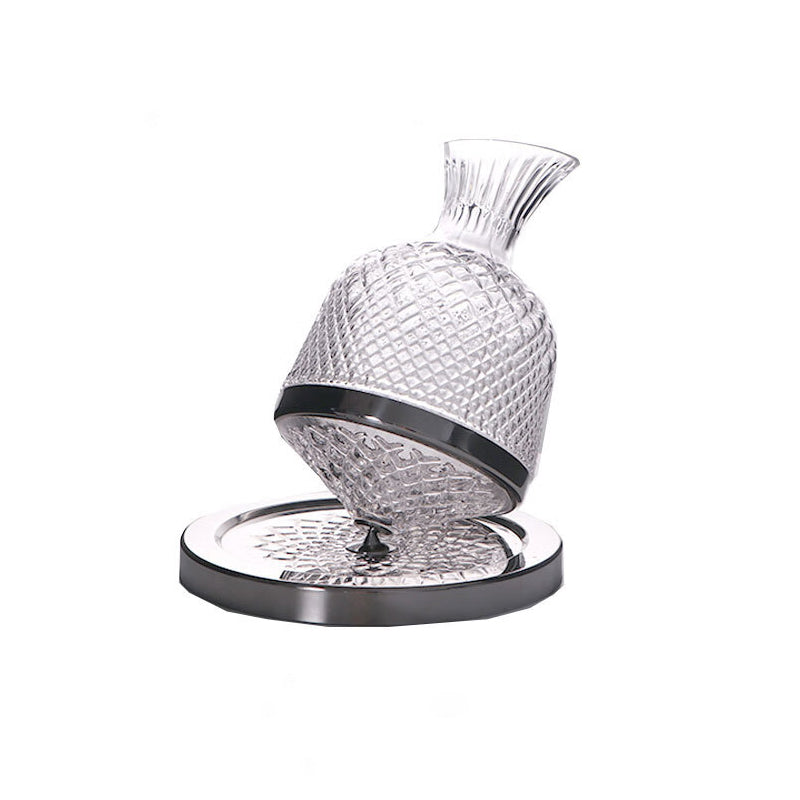 BowLift | Rotating Red Wine Decanter Wine Dispenser Crystal Glass Creative Gyro Household Wine Dispenser 1500Ml Silver