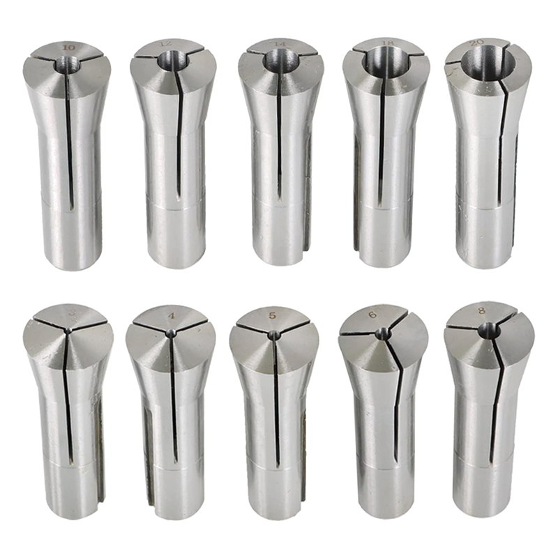 BowLift | 10 pcs Precision R8 Collet Chuck Spring Collet Set, Round Collet Set 3-20MM Fit for CNC Engraving Machine and Milling Lathe Tool