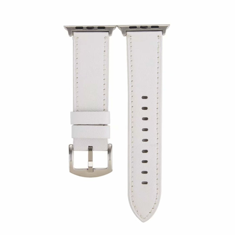 BowLift | Calf Leather Genuine Leather Watch Band For Apple Watch Series 7 45mm / 6 & SE & 5 & 4 44mm / 3 & 2 & 1 42mm (White)