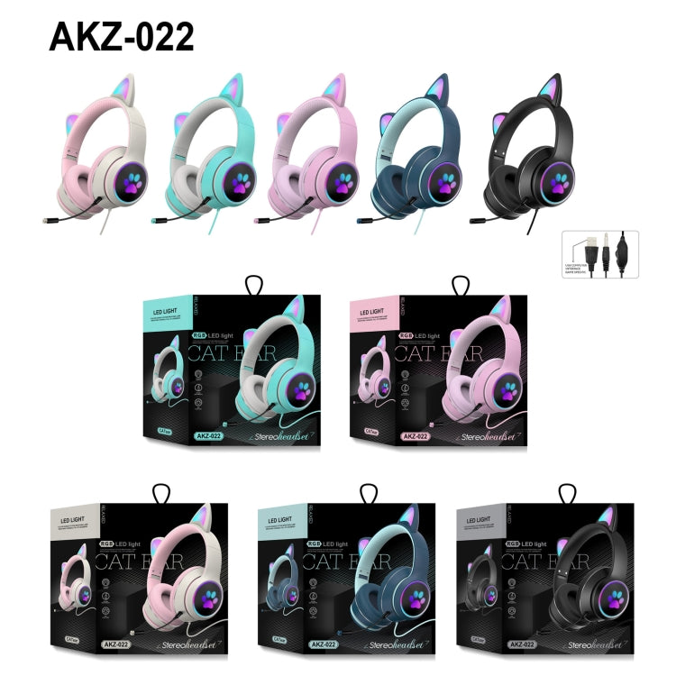 BowLift | AKZ-022 USB + 3.5mm Port Cat Ear Design Foldable LED Headset with Microphone (Black)