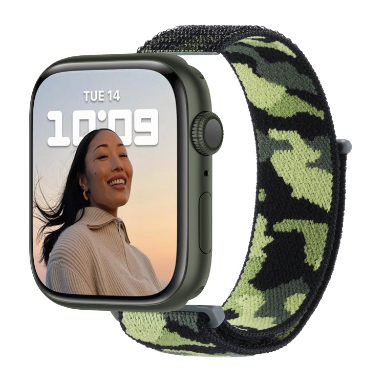 BowLift | Frerndorf | Nylon Loop Watch Band for Apple Watch Ultra 49mm & Watch Ultra 2 49mm / Series 9 & 8 & 7 45mm / SE 3 & SE 2 & 6 & SE & 5 & 4 44mm / 3 & 2 & 1 42mm (Army Green Camouflage)