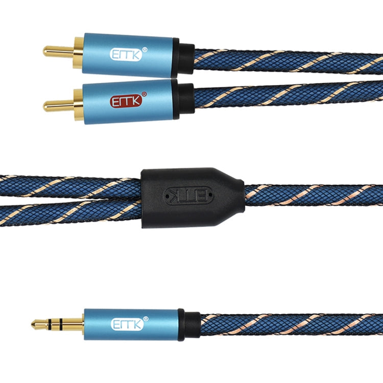 BowLift | EMK 3.5mm male jack to 2 x RCA male gold-plated connector speaker audio cable, cable length: 5m (Dark Blue)