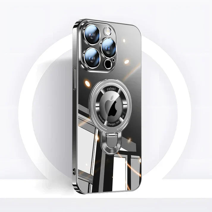 BowLift | iPhone MagSafe Series | Transparent electroplated rotating stand phone case