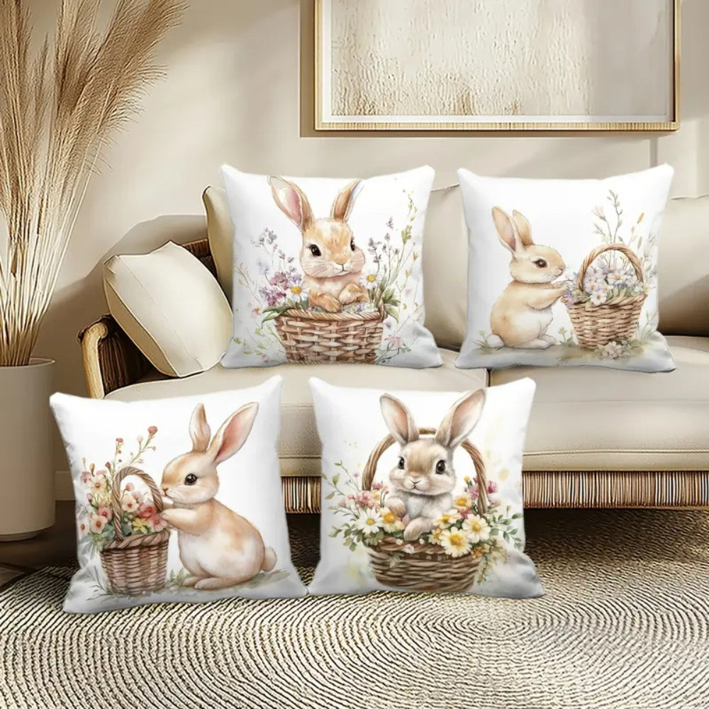 BowLift | Easter Floral Bunnies Cushion Cover | 4pcs Set