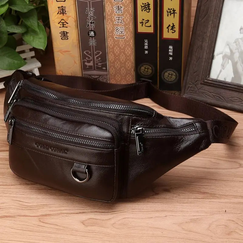 BowLift | Genuine Leather Fanny Pack | Large Capacity, Robust Design & Versatile for Travel and Outdoor Activities