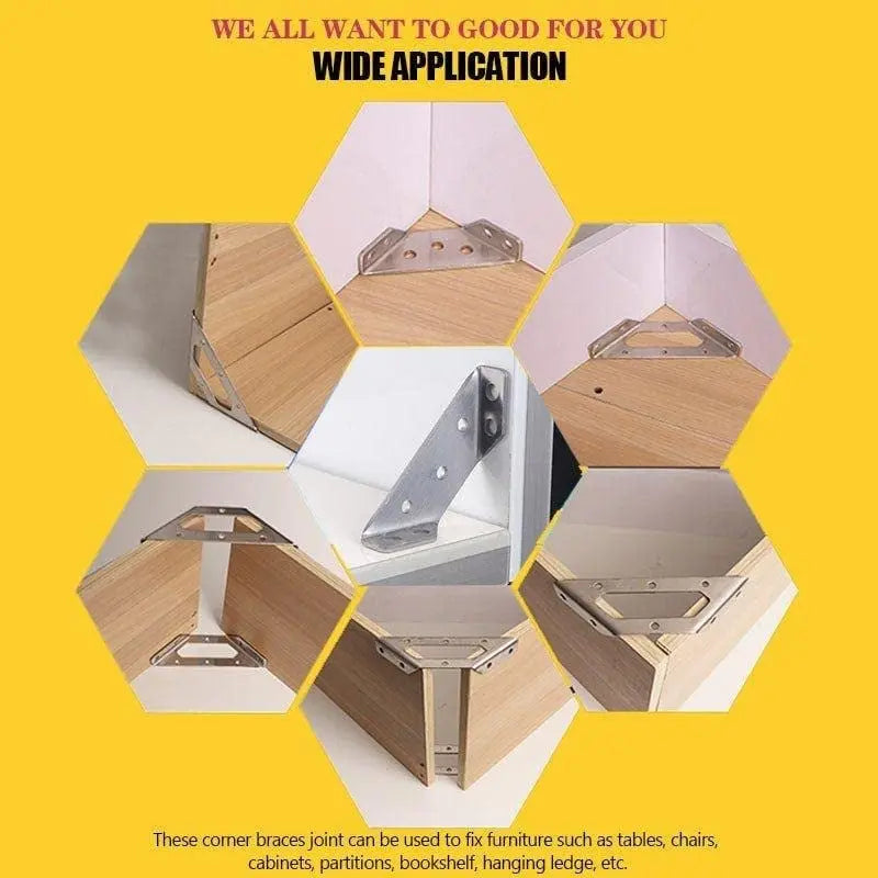 BowLift | Corner connector made of stainless steel – Rust-free trapezoidal brace angle for stability (10 pieces)