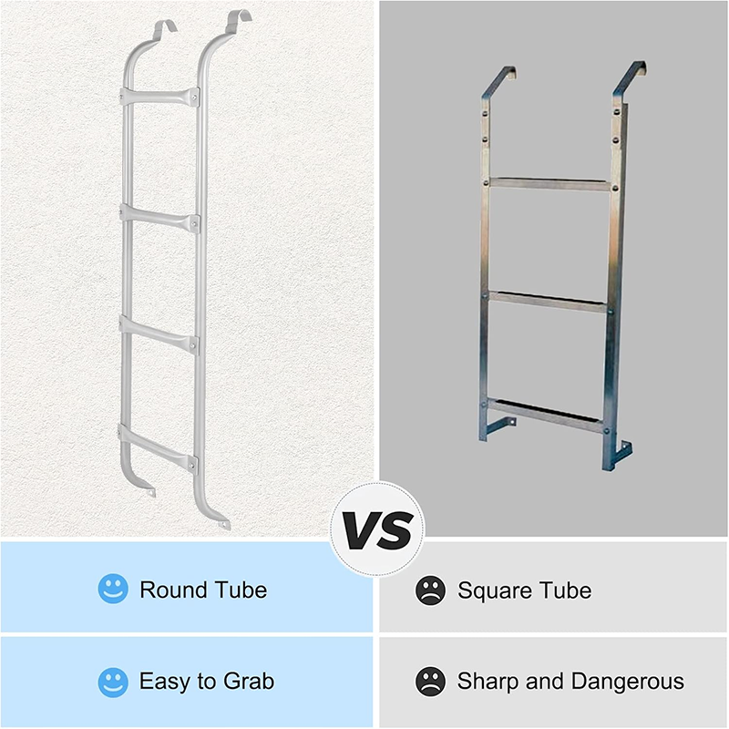 BowLift | Egress Ladder 4 Step Basement Exit Ladder, 400 lb Load Capacity Metal Basement Ladder, 53" x 15.5" (L x W) Exit Window Ladder, Silver Polished Finish, for Exit Window Wells