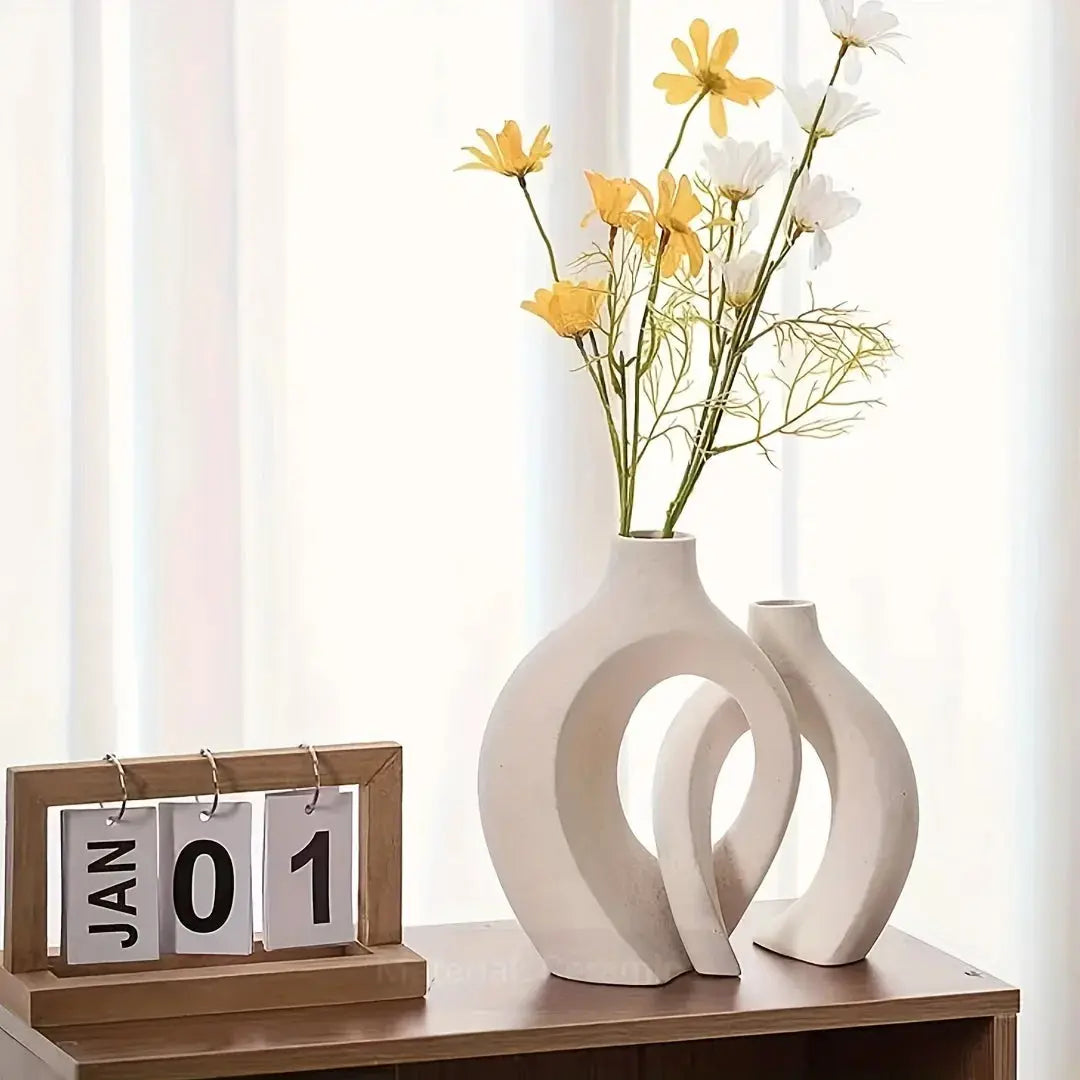 BowLift | Unique Round Hollow 2-in-1 Nordic Ceramic Vase
