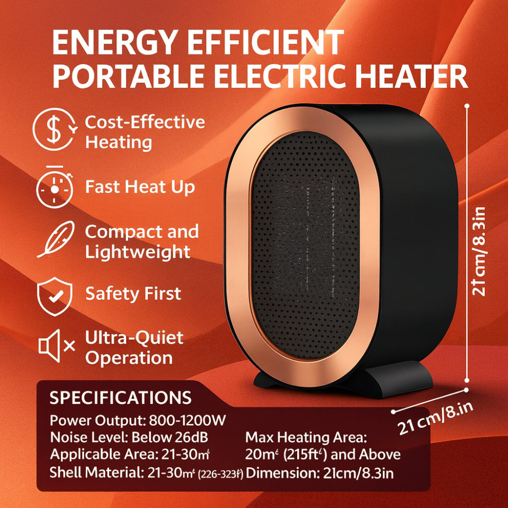 BowLift | Compact Ceramic Space Heater Energy Efficient Portable Electric Heater