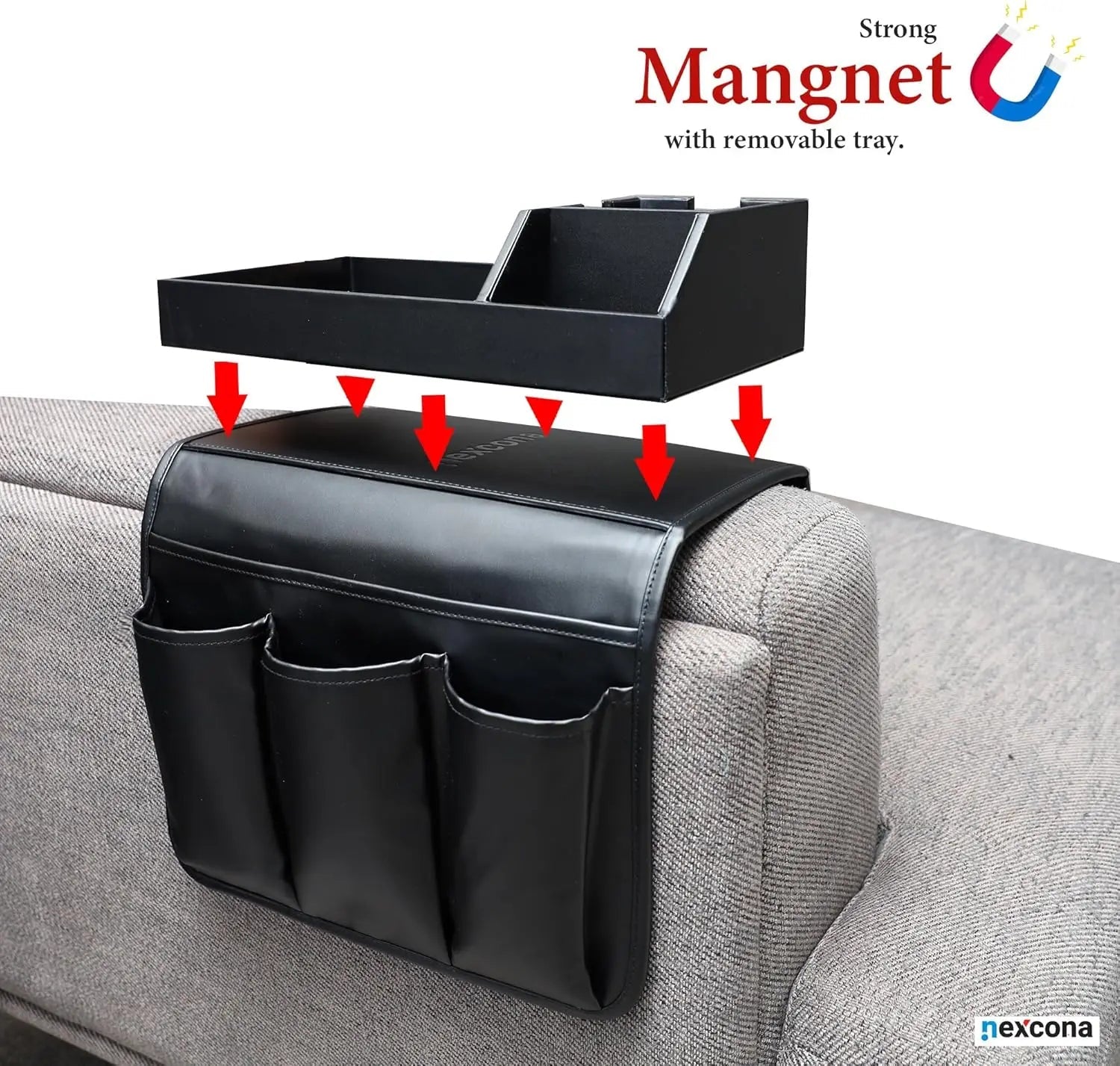 BowLift | Elegant Sofa Armrest Tray with Organizer for Drinks and Accessories