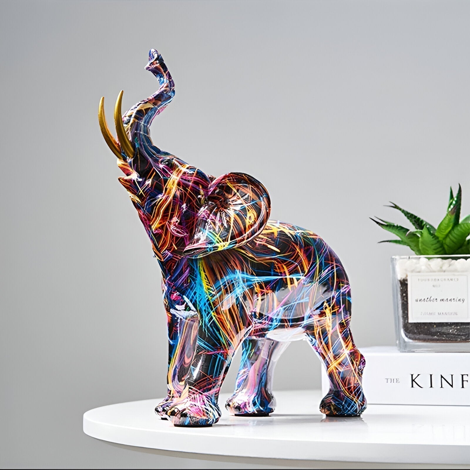 BowLift | ColorPower Elephant Statue – Decorative Statue with Lively Patterns