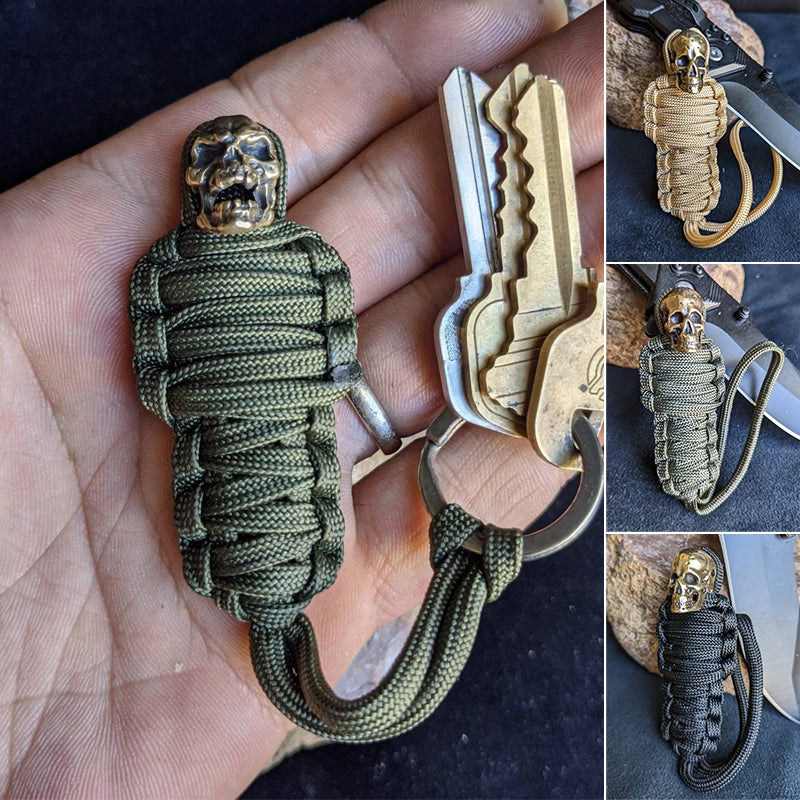 BowLift | Paracord Keychain Mummy Brass Skull