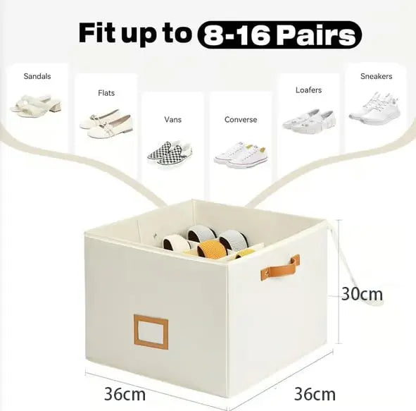 BowLift | Foldable shoe box made of fabric – With 16 individually adjustable compartments