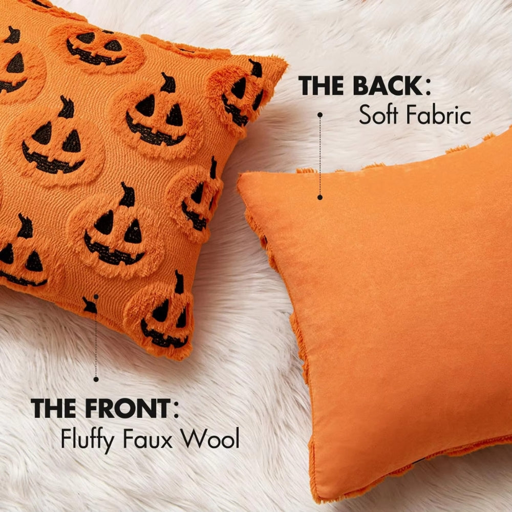BowLift | Faux Fleece Halloween Pumpkin Cushion Cover