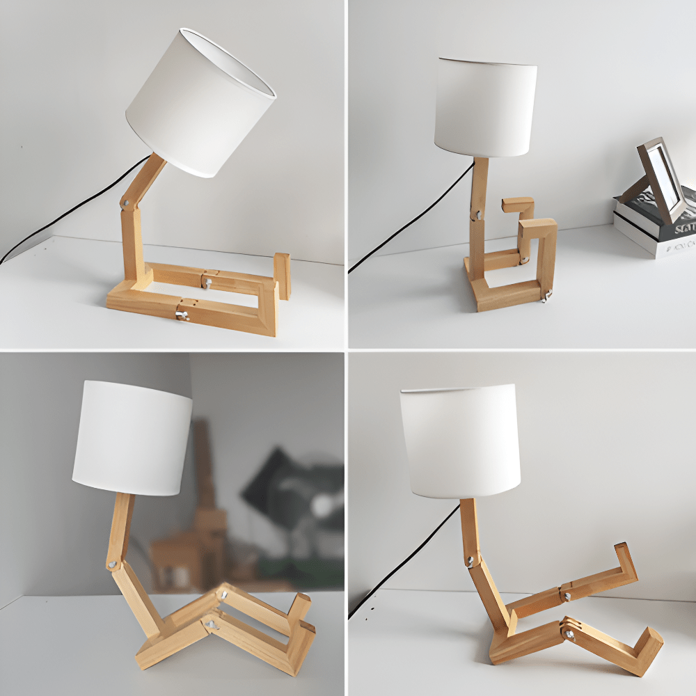 BowLift | Adjustable wooden robot lamp for reading & working light