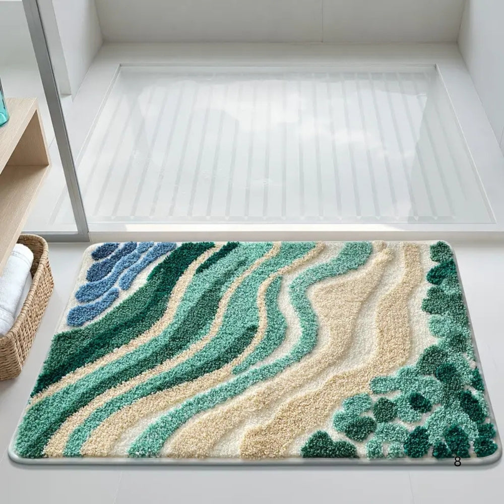 BowLift | Fluffy Ocean Wavy Pattern Bath Mat