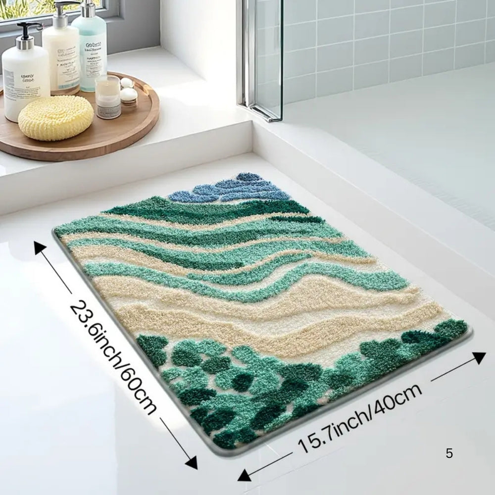 BowLift | Fluffy Ocean Wavy Pattern Bath Mat