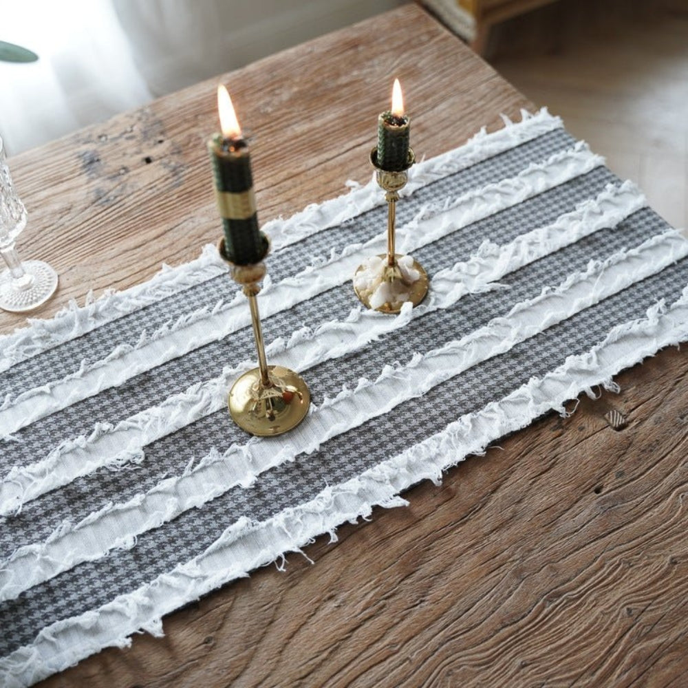 BowLift | Frayed Fabric Strips Table Runner
