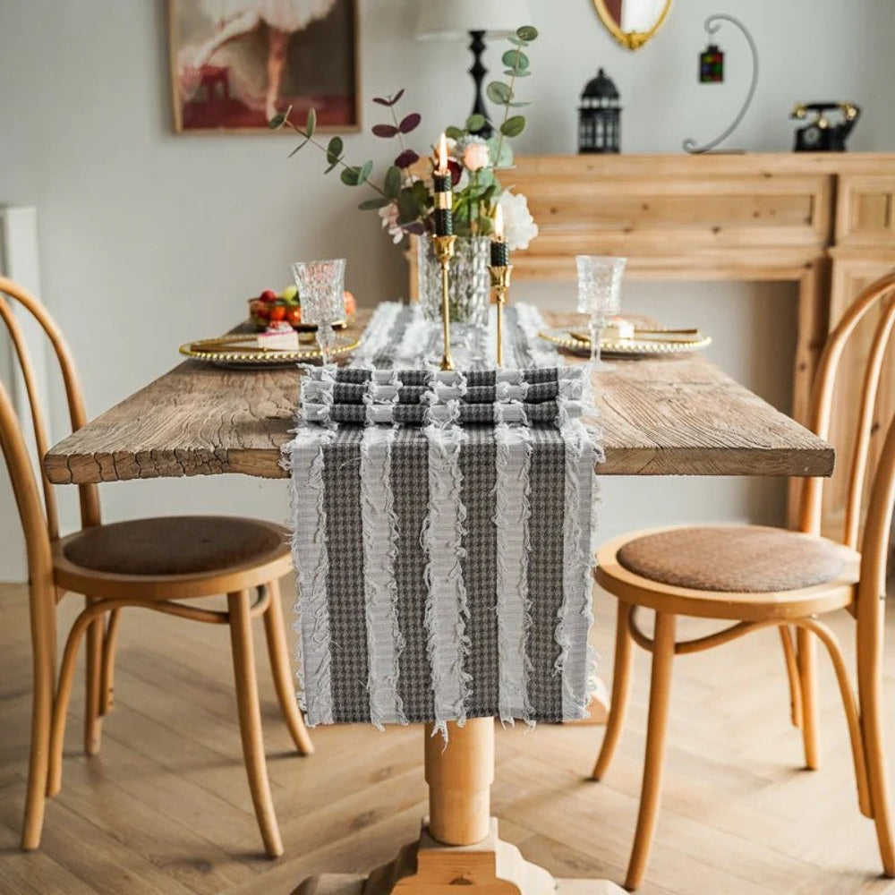 BowLift | Frayed Fabric Strips Table Runner