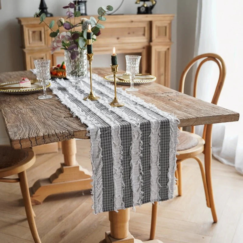 BowLift | Frayed Fabric Strips Table Runner