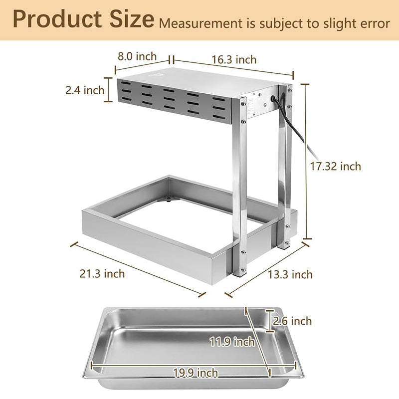 BowLift | Stainless Steel French Fry Warmer Commercial Heat Light Food Warmer Thermostable Food Heating Lamp for Chips