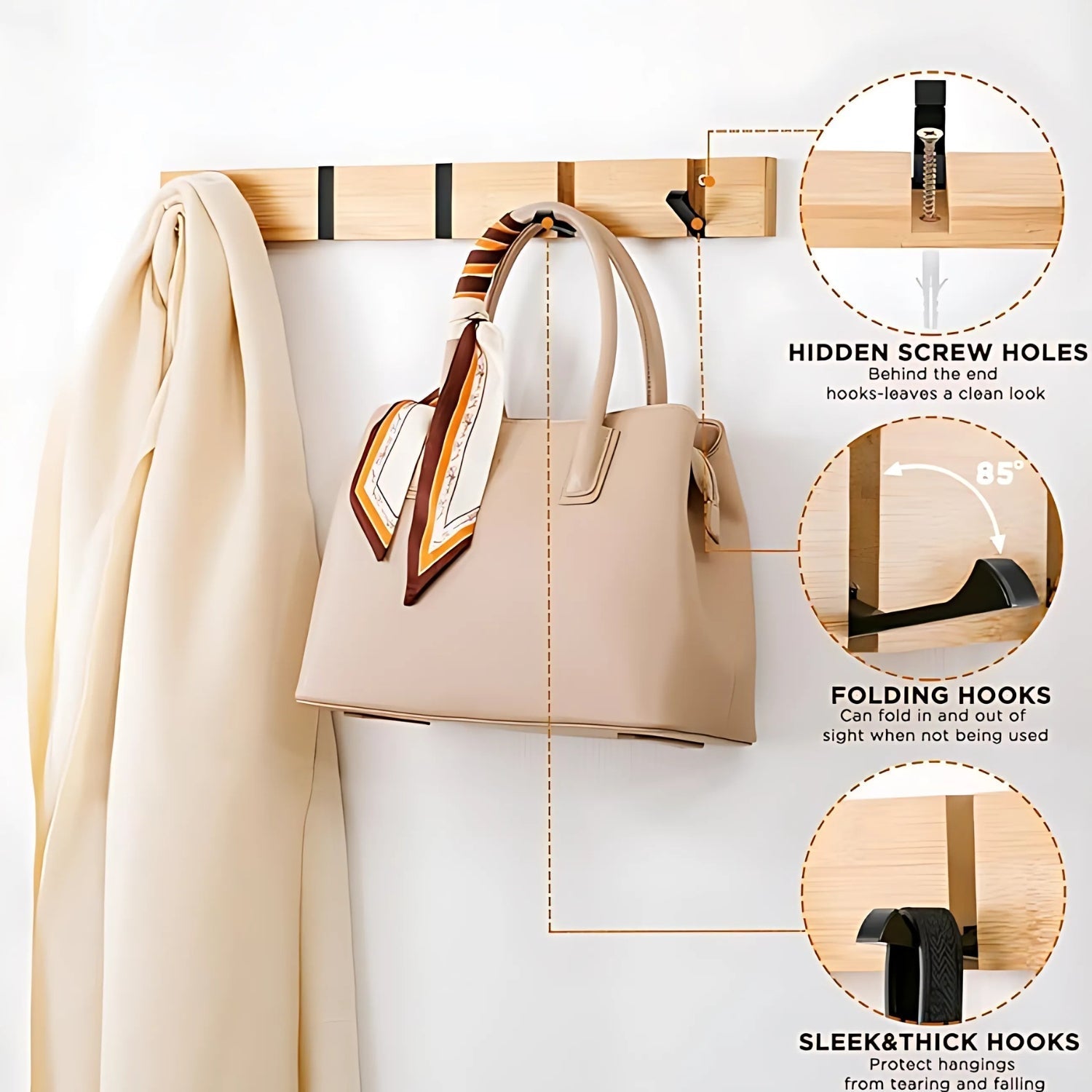 BowLift | Functional Flip Wooden Wall Hook Rack