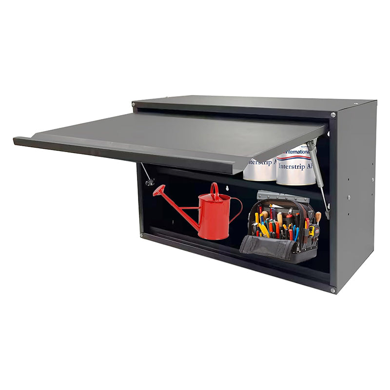 BowLift | Wall Mount Garage Cabinet with Adjustable Shelf & Flip Up Open Door Metal Storage Cabinet for Garage Kitchen Office