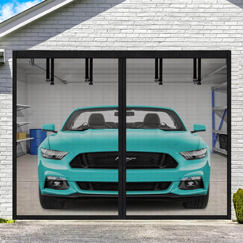 BowLift | Garage Door Screen 8x7Ft Magnetic Mesh Screen for Patio Porch Window to Keep Bugs Out Black