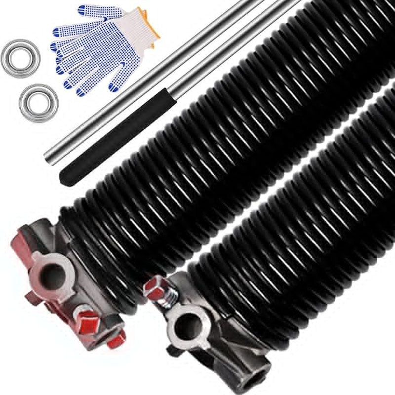 BowLift | Garage Door Springs & Wires Pair of .250 x 2" x 28 inch with Non-Slip Winding Bars 2 Replacement Bearings Minimum of 10000 Cycles
