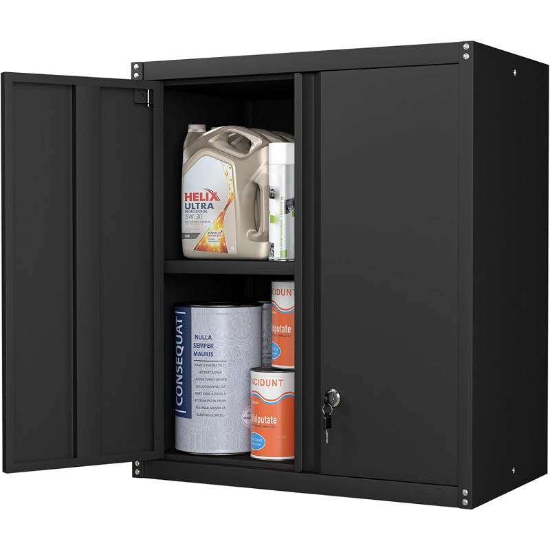 BowLift | Garage Storage Cabinet with Locking djustable Shelves Wall Mount Steel Cabinet for Home, Office, Garage