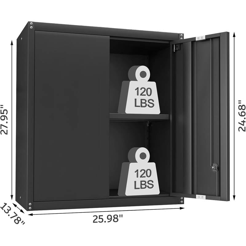 BowLift | Garage Storage Cabinet with Locking djustable Shelves Wall Mount Steel Cabinet for Home, Office, Garage