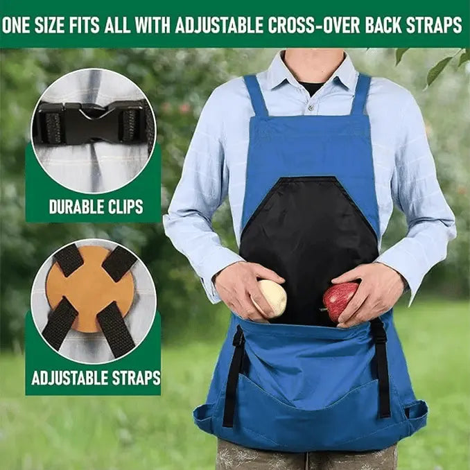 BowLift | Gardening apron with cross straps – Large emptying pocket & breast pocket