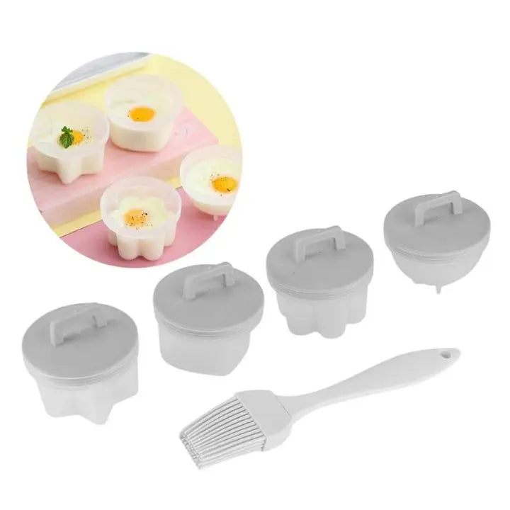 BowLift | Cooked Egg Mold Set | Funny Breakfast Eggs (4 pcs. + Brush)