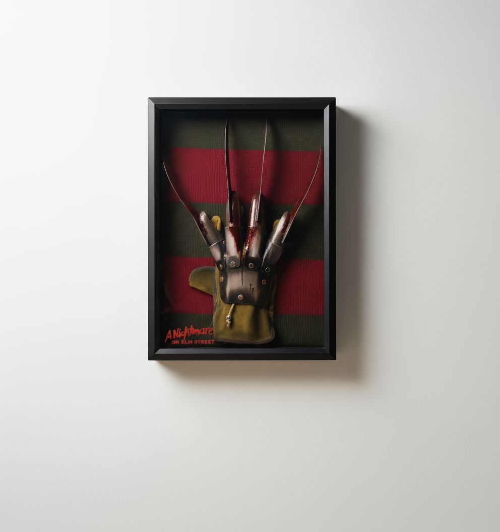 BowLift | Freddy Krueger Glove & Sweater Shadow Box | A Nightmare on Elm Street Prop Replica