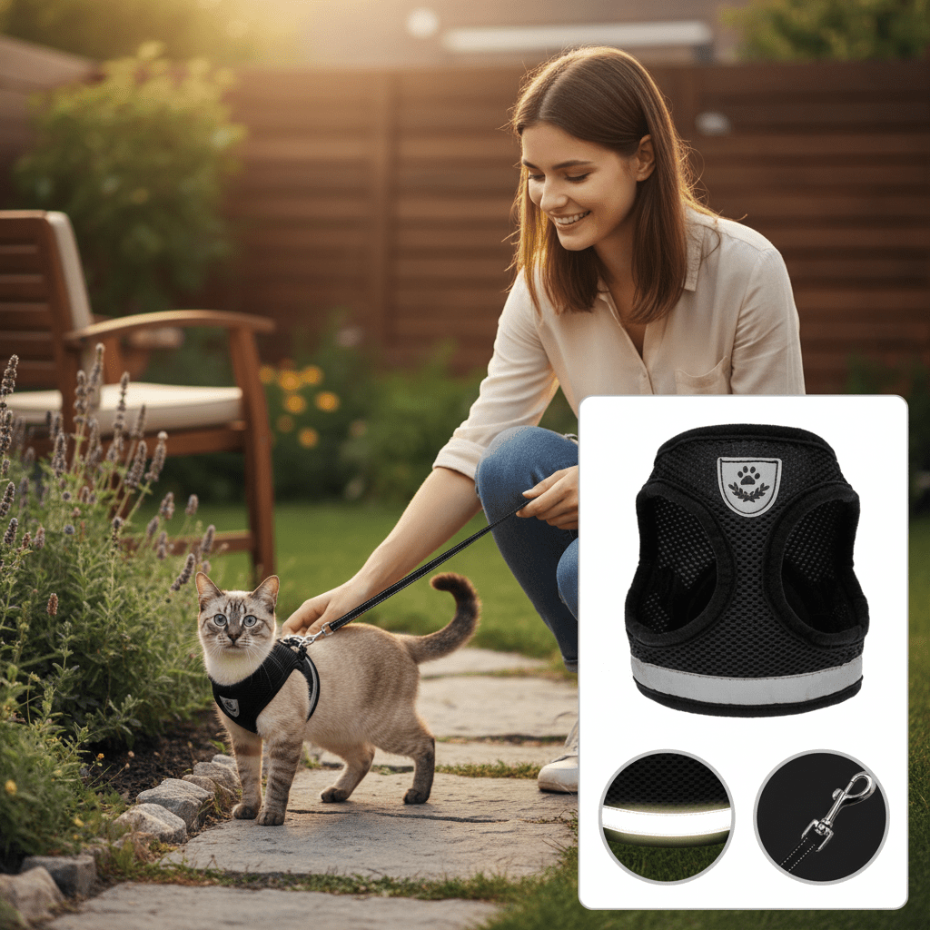 BowLift | Escape-proof cat harness with reflective details