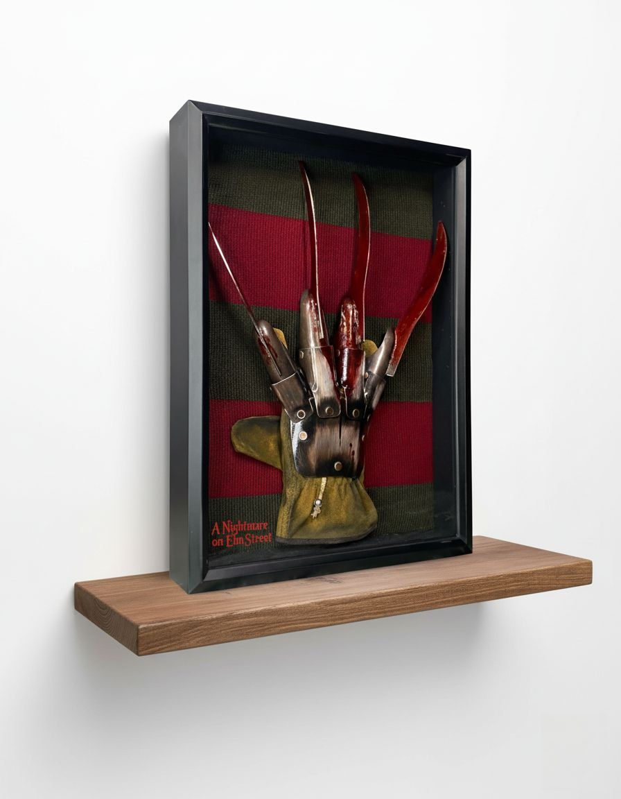 BowLift | Freddy Krueger Glove & Sweater Shadow Box | A Nightmare on Elm Street Prop Replica