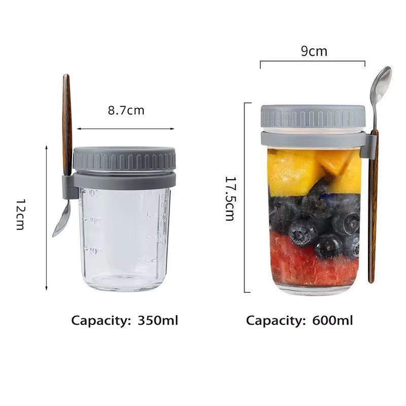 BowLift | Hot Sell 10oz Airtight Overnight Oats Jars With Lid And Spoon Overnight Oats Containers With Measurement Marks