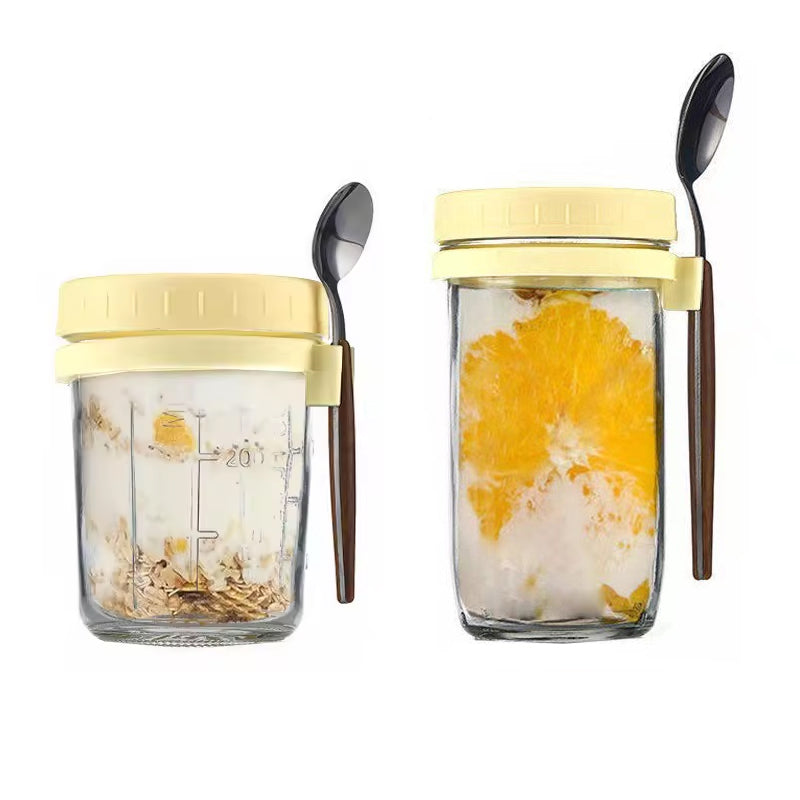 BowLift | Hot Sell 10oz Airtight Overnight Oats Jars With Lid And Spoon Overnight Oats Containers With Measurement Marks