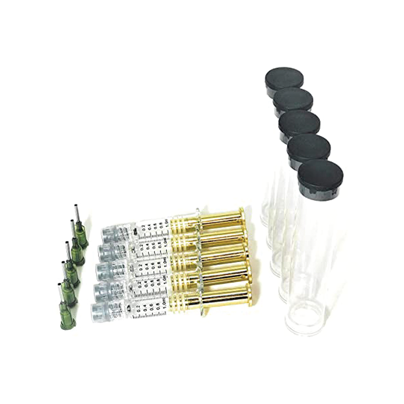 BowLift | 100 PCS Borosilicate Glass Luer Lock Syringe, 1mL, Reusable Glass Syringes with 14 Ga Blunt Tip Needles, for Lab, Vet, Craft, Art, Thick Liquids, Oil, Gel, Ink, Glue, Non Hypodermic(Gold putter)
