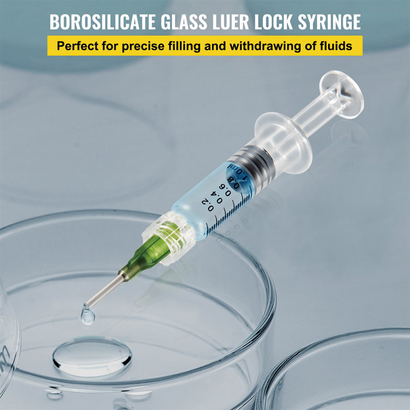 BowLift | 100 PCS Borosilicate Glass Luer Lock Syringe, 1mL, Reusable Glass Syringes with 14 Ga Blunt Tip Needles, for Lab, Vet, Craft, Art, Thick Liquids, Oil, Gel, Ink, Glue, Non Hypodermic(Gold putter)