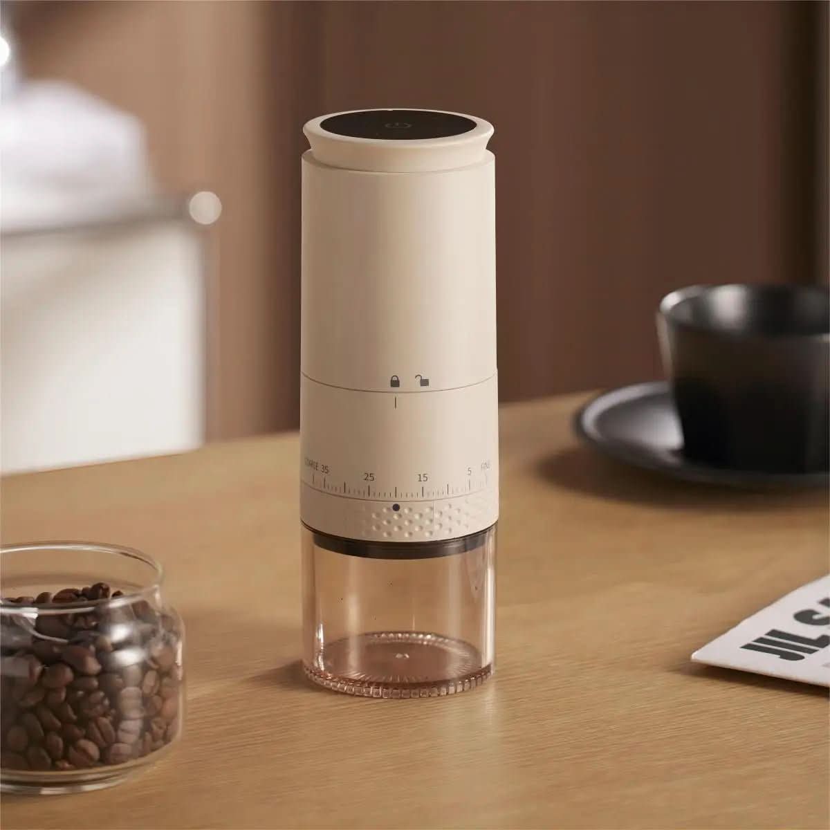 BowLift | Electric coffee grinder with 38 grind settings and USB-C charging function