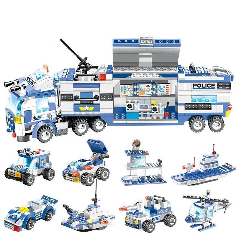 BowLift | 8 IN 1 City Police Truck Station Building Block Series SWAT Toy Gift For Kids