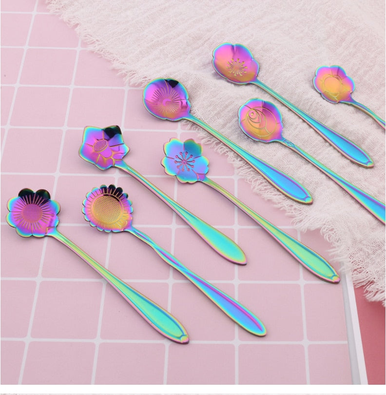 BowLift | 8-piece stainless steel teaspoon set with flower design