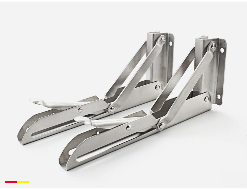 BowLift | 2-piece set collapsible shelf brackets, heavy-duty, made of stainless steel for tables, motorhomes and space-saving