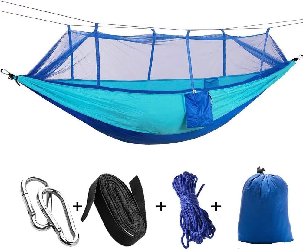 BowLift | 2-Person Outdoor Hammock with Mosquito Net - Portable Parachute Fabric Camping Bed